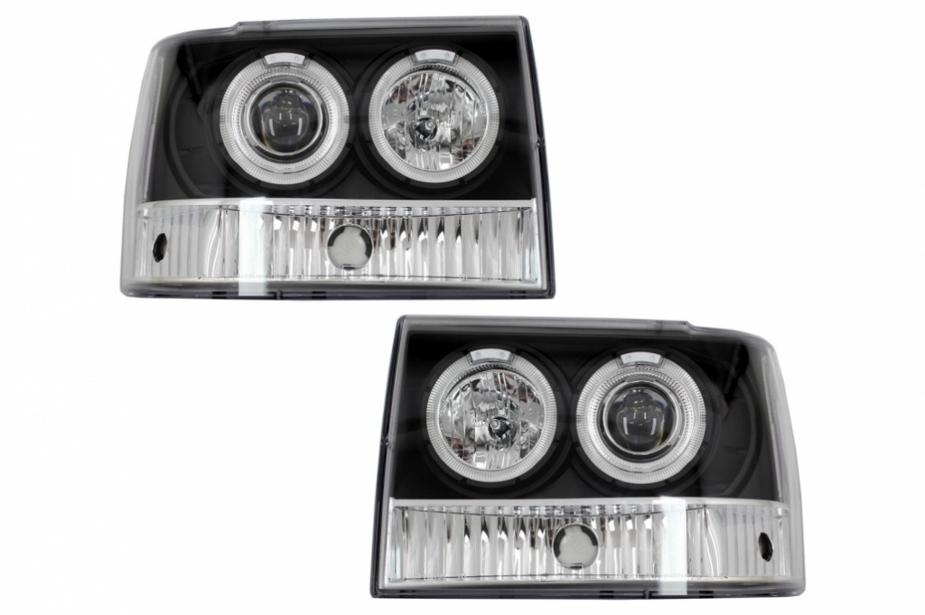 Faruri compatibil cu Jeep Grand Cherokee I ZJ (1993-1998) Angel Eyes Negru HLJEGC