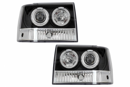 Faruri compatibil cu Jeep Grand Cherokee I ZJ (1993-1998) Angel Eyes Negru HLJEGC