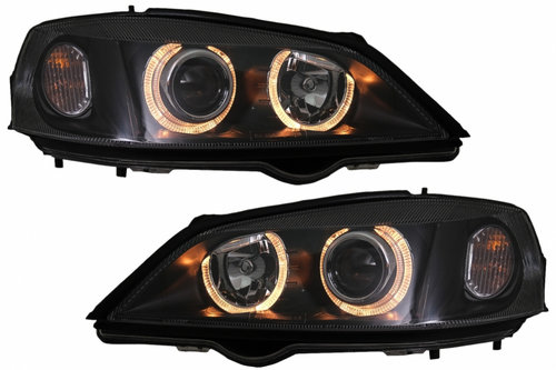 Faruri compatibil cu OPEL Astra G (09.1997-02.2004) Angel Eyes Negru SWO01DB