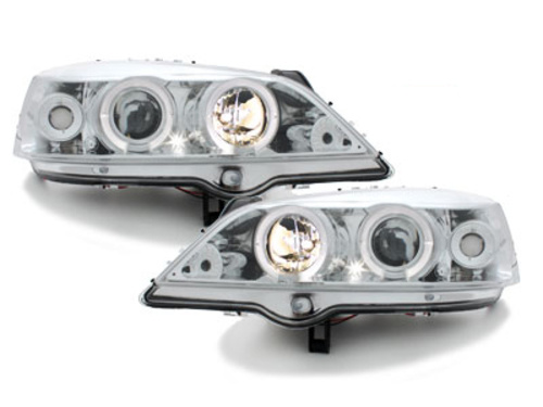 Faruri compatibil cu Opel Astra G (1998-2004) Angel Eyes Chrome SWO01A