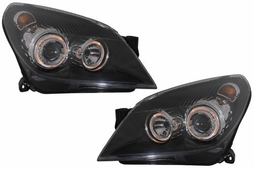 Faruri compatibil cu Opel Astra H (03.2004-2009) Angel Eyes Negru SWO13B