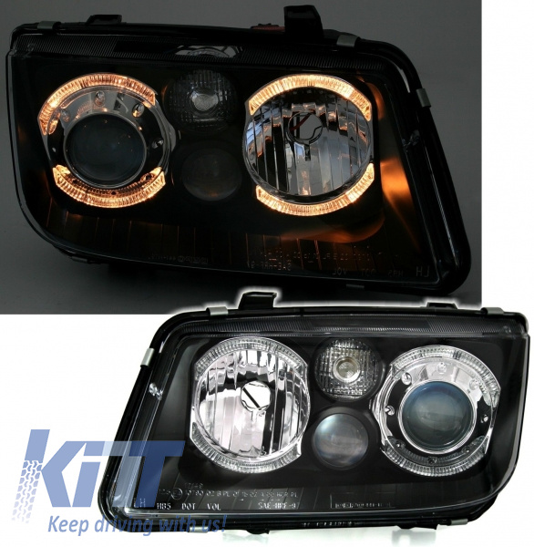 Faruri compatibil cu VW Bora (09.1998-07.2005) Angel Eyes Negru SWV07DB
