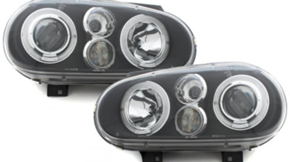 Faruri compatibil cu VW Golf IV 4 (09.1997-09.2003) Angel Eyes Negru