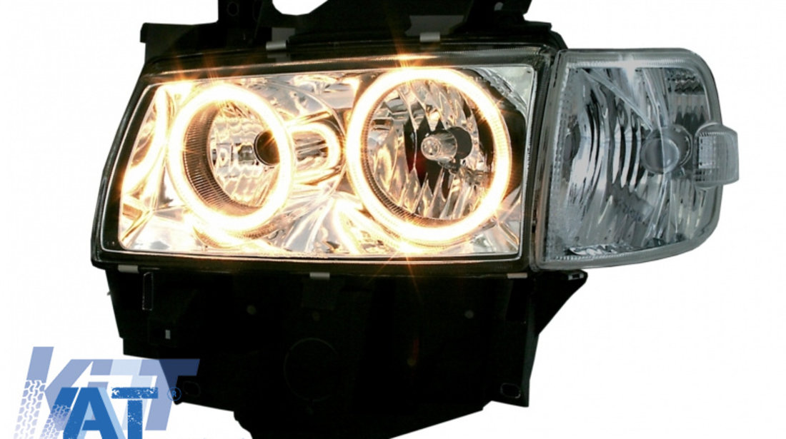 Faruri compatibil cu VW T4 (08.1976-03.2003) Angel Eyes Negru