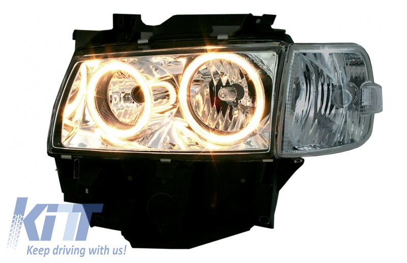 Faruri compatibil cu VW T4 (08.19976-03.2003) Angel Eyes Negru SWV26DB