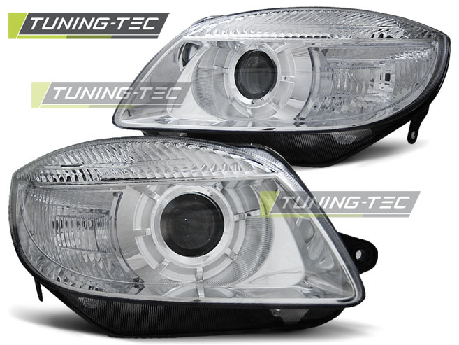 Faruri Crom look compatibila SKODA FABIA 07-03.10, ROOMSTER 06-03.10