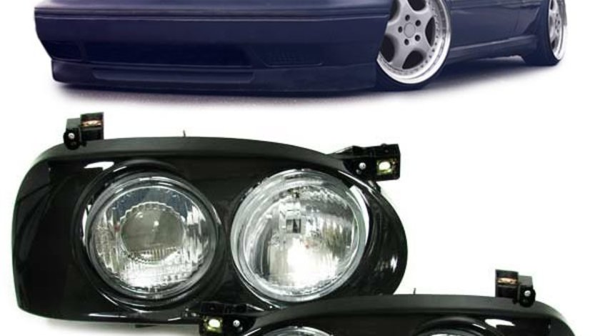 Faruri cu lupa VW Golf 3 Hella Twin look Negru