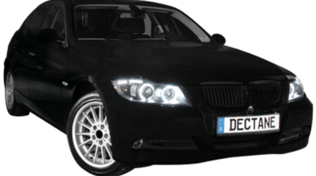 Faruri cu lupe BMW Seria 3 E90 E91 (2005-2008) Pozitie Angel Eyes CCFL Negre