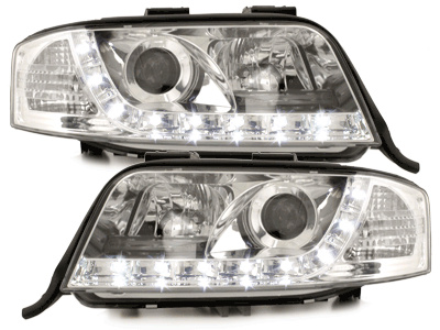 Faruri D-LITE compatibil cu AUDI A6 4B 97-01_ DRL Crom SWA06LGX