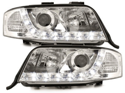 Faruri D-LITE compatibil cu AUDI A6 4B 97-01_ DRL Crom SWA06LGX