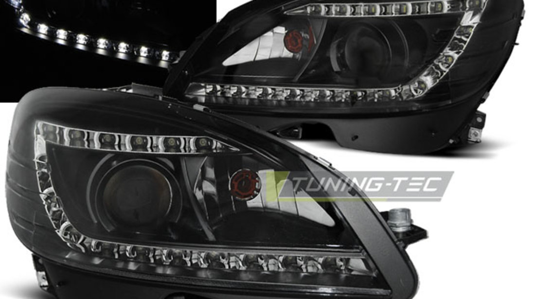 Faruri DAYLIGHT BLACK compatibila MERCEDES W204 07-10