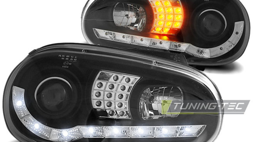 Faruri DAYLIGHT BLACK compatibila VW GOLF 4 09.97-09.03