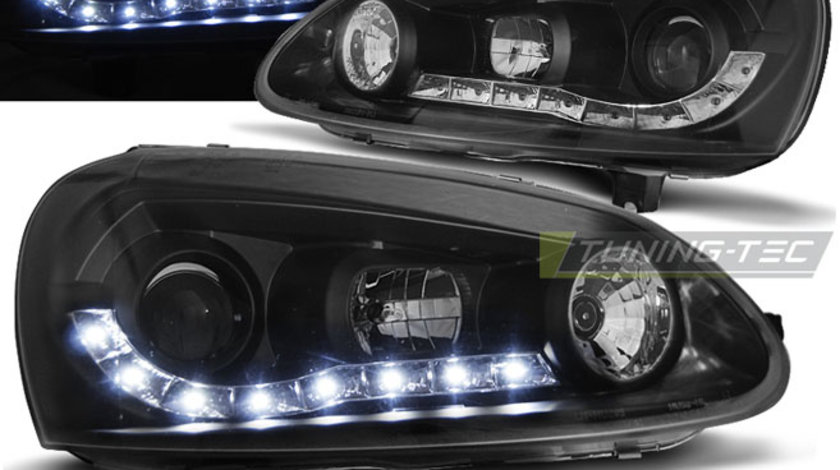 Faruri DAYLIGHT BLACK compatibila VW GOLF 5