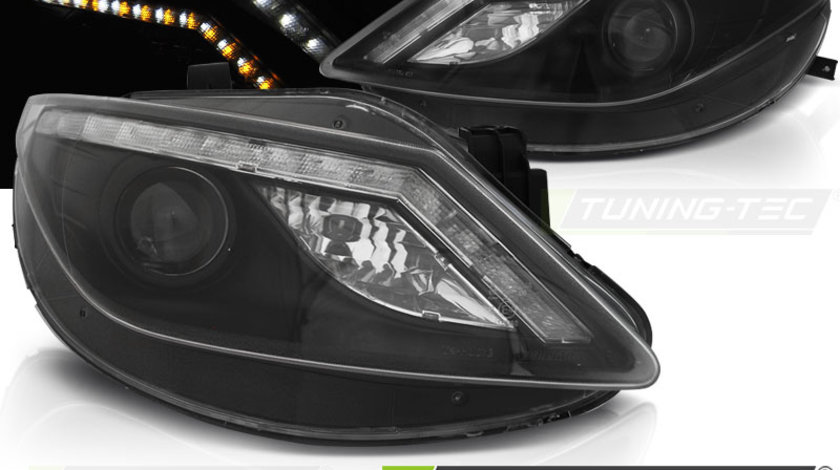 Faruri DAYLIGHT BLACK with LED INDICATOR compatibila SEAT IBIZA 6J 06.08-12