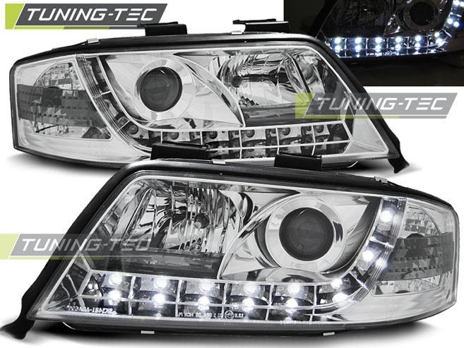 Faruri DAYLIGHT Crom look compatibila AUDI A6 05.97-05.01