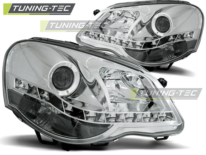 Faruri DAYLIGHT Crom look compatibila VW POLO 9N3 04.05-09