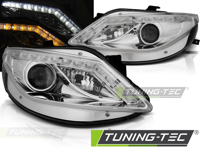 Faruri DAYLIGHT Crom look with LED INDICATOR compatibila SEAT IBIZA 6J 06.08-12