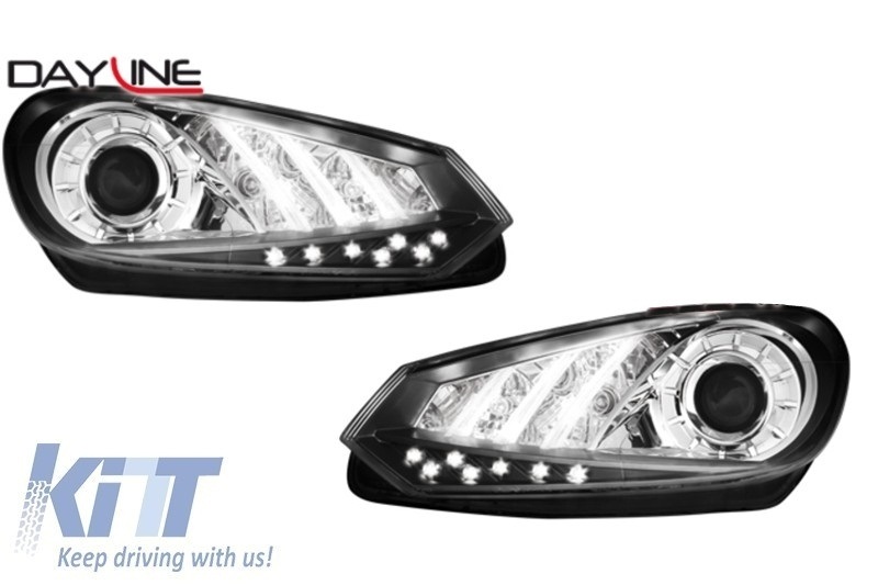 Faruri DAYLINE compatibil cu VW Golf VI 08+ Negru LED DRL Design SWV32DGXB
