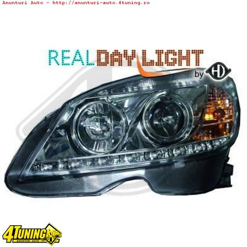FARURI DAYLINE DAYLIgHT MERCEDES C KLASSE W204 FUNDAL CROM SAU NEGRU