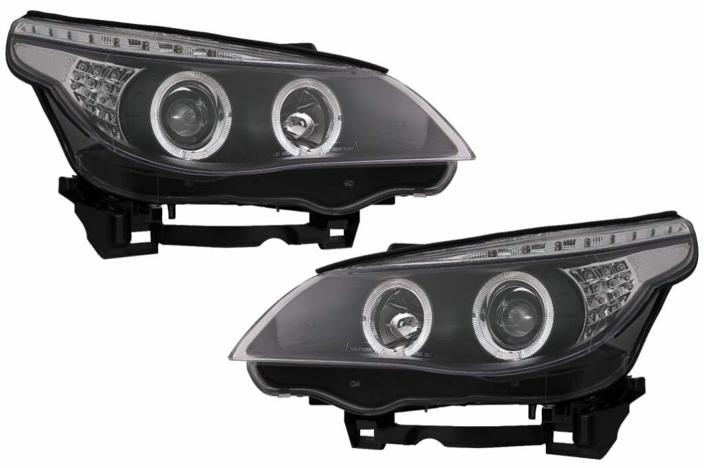 Faruri DAYLINE LED indicator compatibil cu BMW Seria 5 E60 (2004-2007) Negru SWB16GXBL
