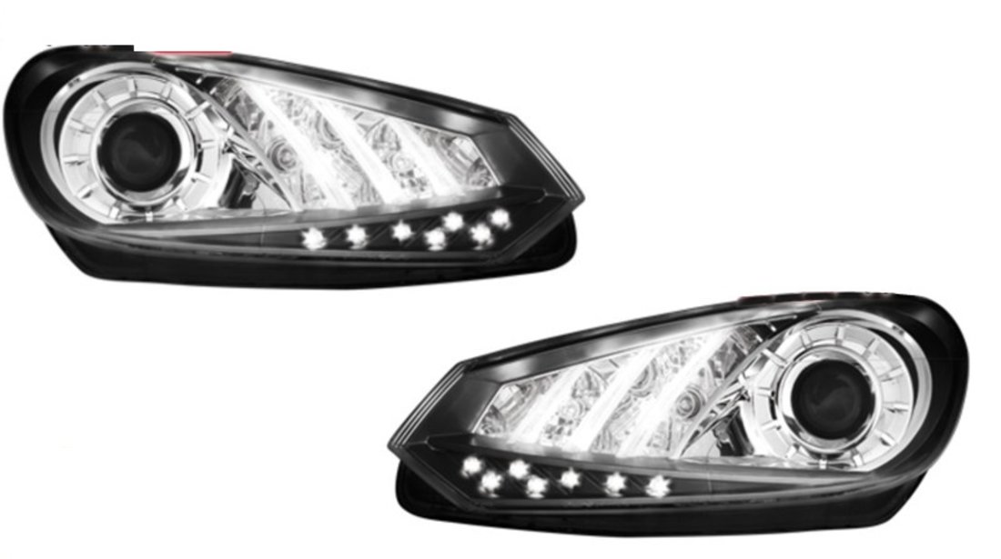 Faruri DAYLINE VW Golf VI 08+ Negru LED DRL Design