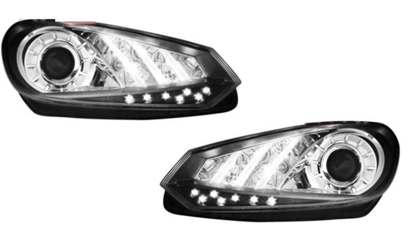 Faruri DAYLINE VW Golf VI 08+ Negru LED DRL Design