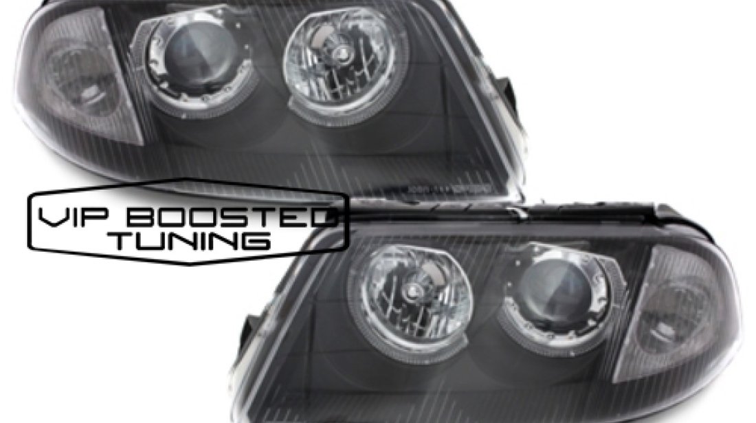 Faruri DEPO VW Passat B5.5 3BG 2001-2004 Pozitie Angel eyes Negre