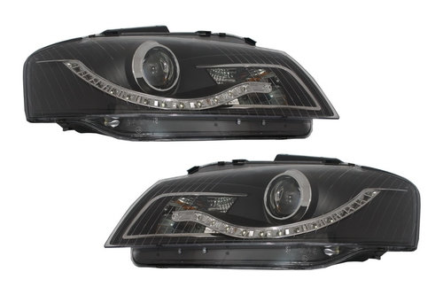 Faruri DRL compatibil cu Audi A3 8P (05.2003-03.2008) DAYLIGHT Negru SWA11EGXB