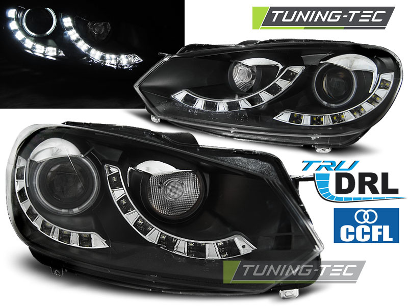Faruri DUAL TRUE DRL BLACK compatibila VW GOLF 6 10.08-12