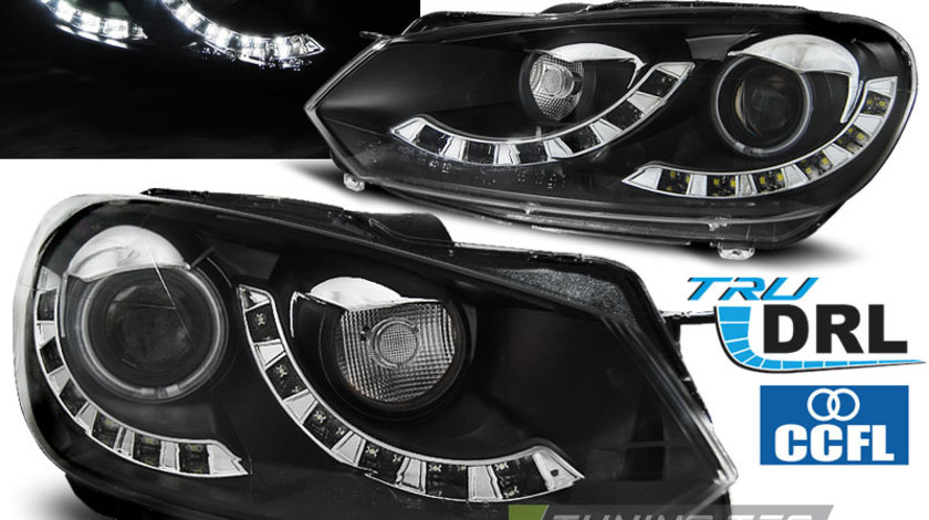 Faruri DUAL TRUE DRL BLACK compatibila VW GOLF 6 10.08-12