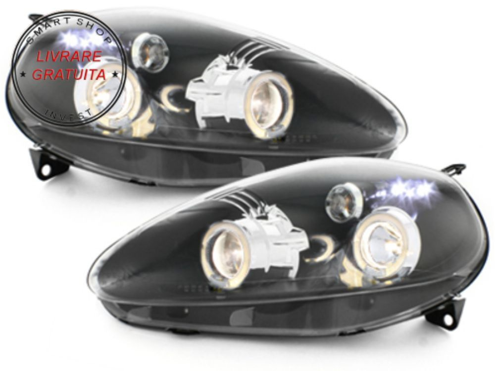 Faruri Fiat Grande Punto (09.2005-2008) Angel Eyes Negru- livrare gratuita