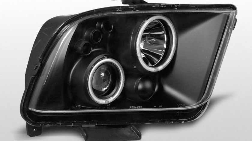 Faruri Ford Mustang 2004-2009 Angel eyes Negru