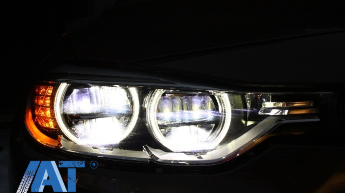 Faruri Full LED Angel Eyes compatibil cu BMW Seria 3 F30 F31 Sedan Touring (2011-up)