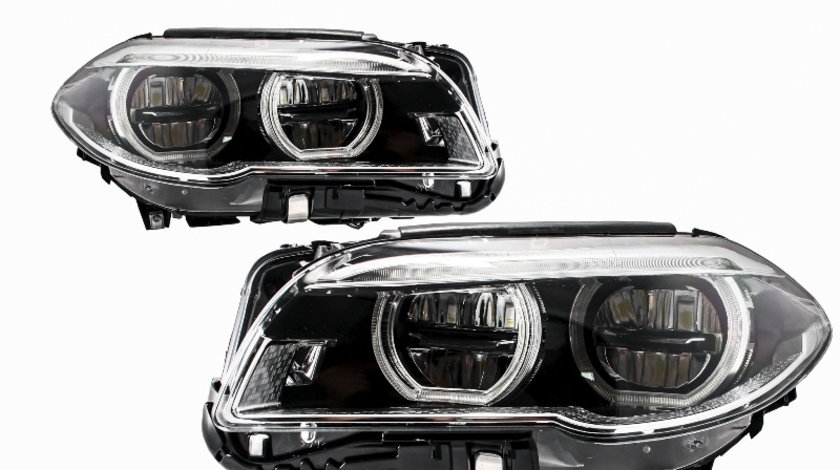 Faruri Full LED Angel Eyes compatibil cu BMW Seria 5 F10 F11 LCI (2014-2017) HLBMF10LCILED