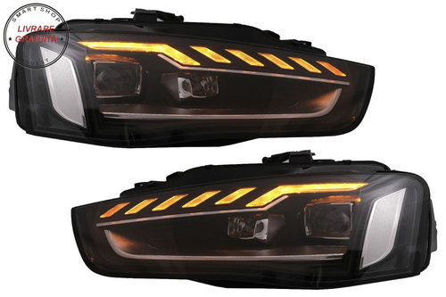 Faruri Full LED Audi A4 B8.5 Facelift (2012-2015) Negru Semnal Dinamic A4 B9.5 De- livrare gratuita