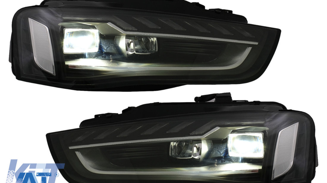 Faruri Full LED compatibil cu Audi A4 B8.5 Facelift (2012-2015) Negru Semnal Dinamic A4 B9.5 Design