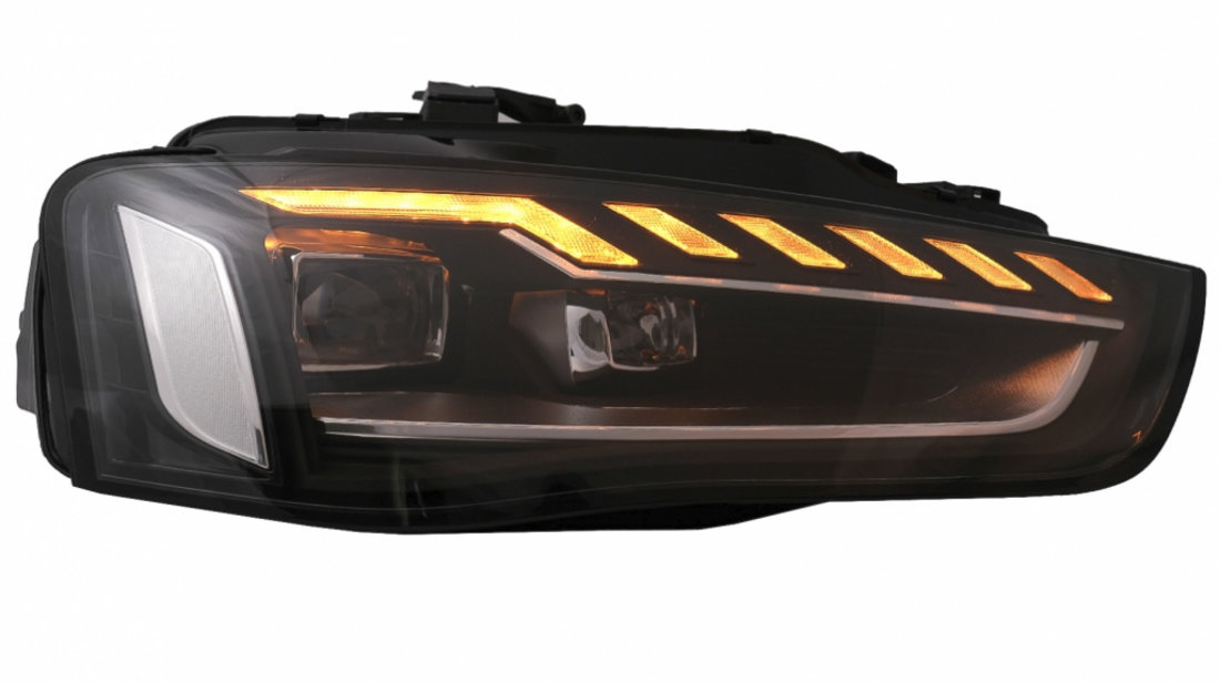 Faruri Full LED compatibil cu Audi A4 B8.5 Facelift (2012-2015) Negru Semnal Dinamic A4 B9.5 Design HLAUA4B8FH