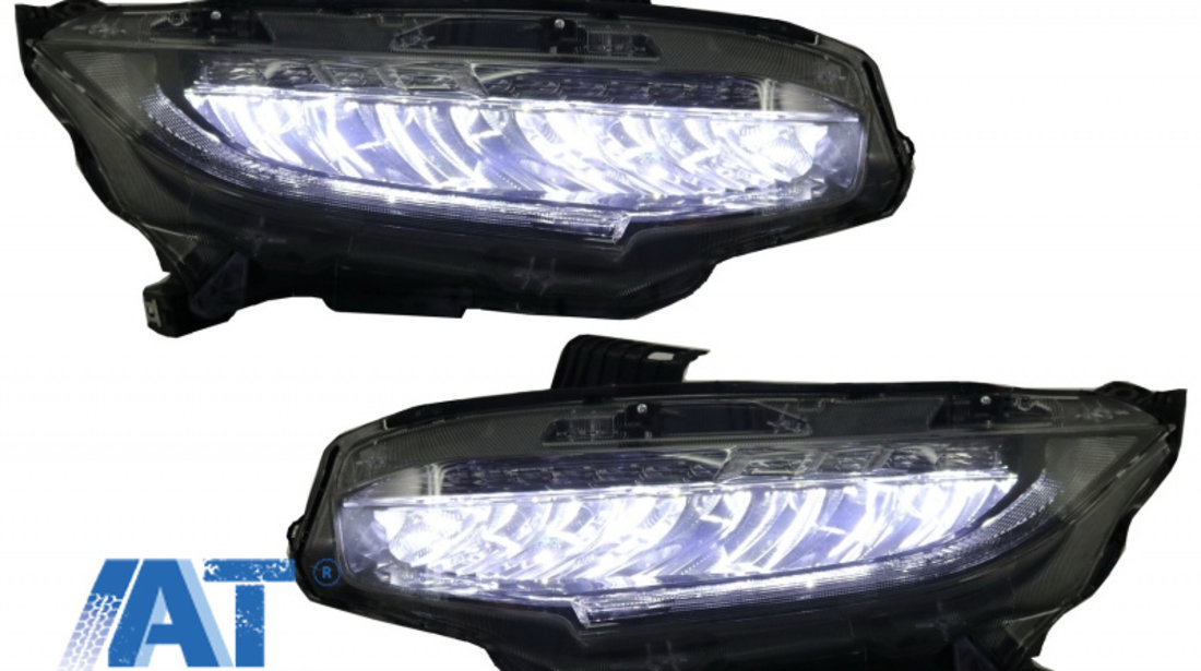 Faruri Full LED compatibil cu HONDA Civic Mk10 FC/FK (2016-Up) Sedan & Hatchback Semnalizare Dinamica