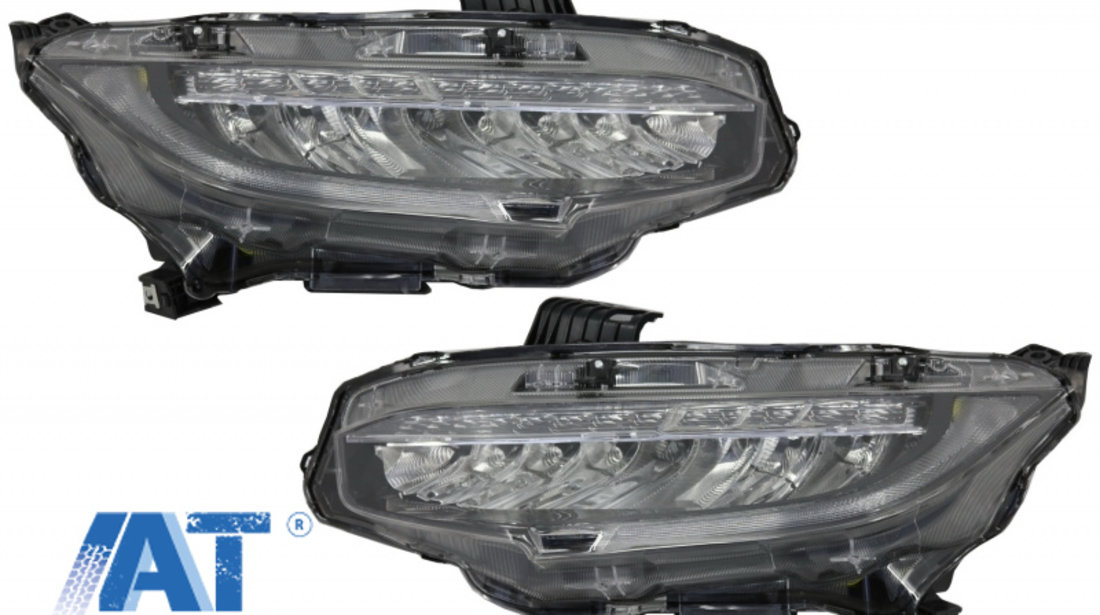 Faruri Full LED compatibil cu HONDA Civic Mk10 FC/FK (2016-Up) Sedan & Hatchback Semnalizare Dinamica