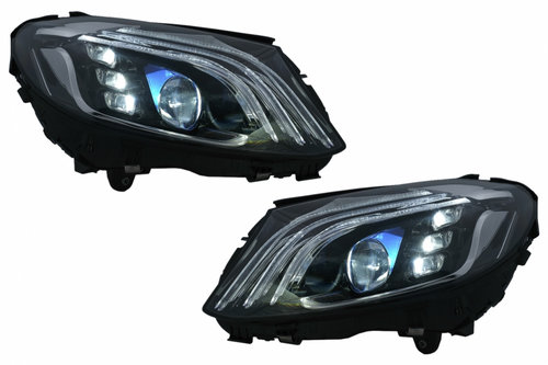 Faruri Full LED compatibil cu Mercedes C-Class W205 S205 (2014-2020) LHD W222 Design HLMBW205MBH
