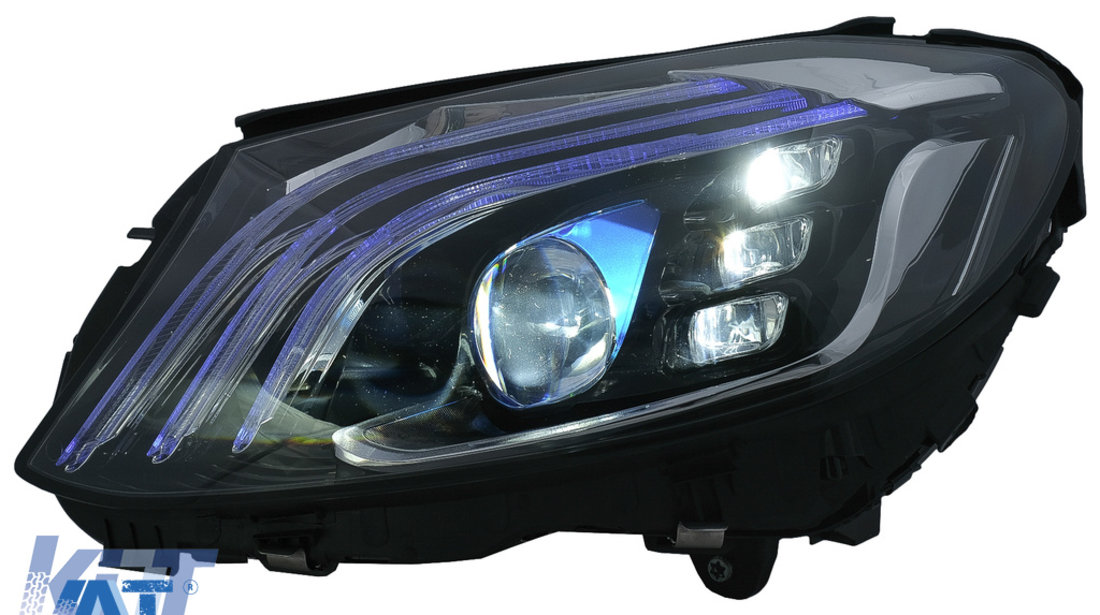 Faruri Full LED compatibil cu Mercedes C-Class W205 S205 (2014-2020) LHD W222 Design