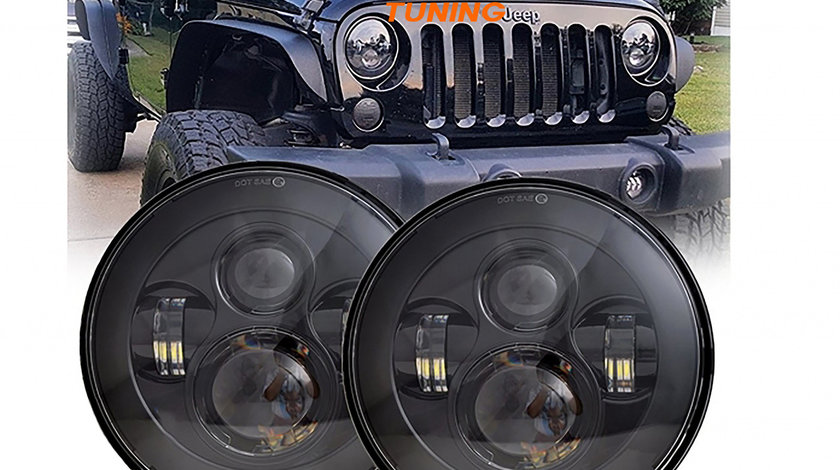 Faruri Full LED CREE Black Jeep Wrangler/ Land Rover Defender/ W463