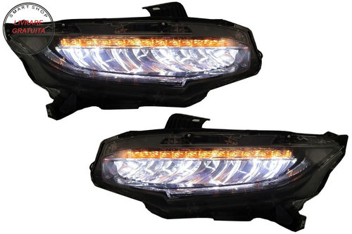 Faruri Full LED HONDA Civic Mk10 FC/FK (2016-Up) Sedan & Hatchback Semnalizare Din