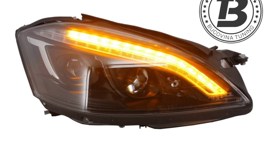 Faruri HID Xenon LED DRL COMPATIBILE CU MERCEDES Benz W221 S-Class (05-09) Negre