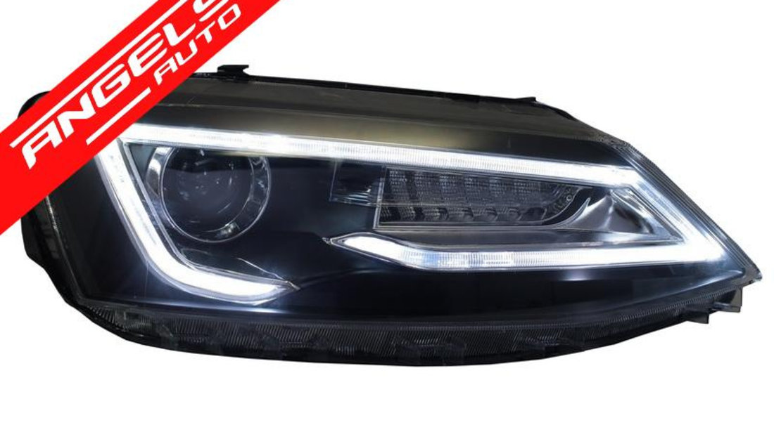 Faruri Jetta Mk6 cu Lupe LED DRL 11-17 Semnal LED Dinamic Secvential