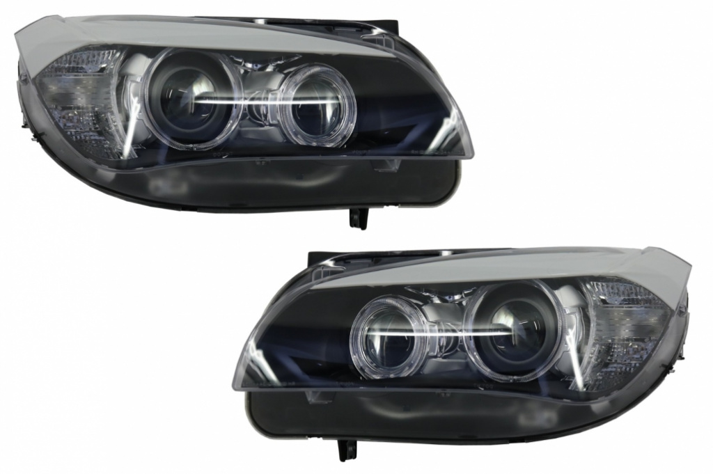 Faruri LED Angel Eyes compatibil cu BMW X1 E84 (2009-2012) Xenon Look HLBME84