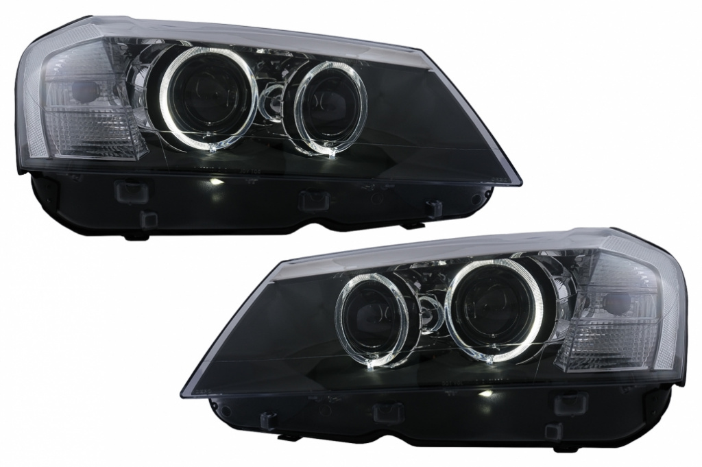 Faruri LED Angel Eyes compatibil cu BMW X3 F25 SUV (2011-2014) Negru HLBMF25