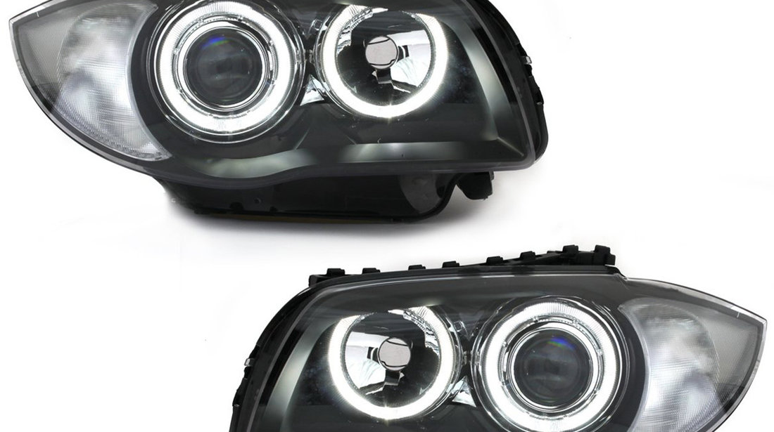 Faruri LED Angel Eyes compatibile cu BMW E81 E82 E87 E88 Seria 1