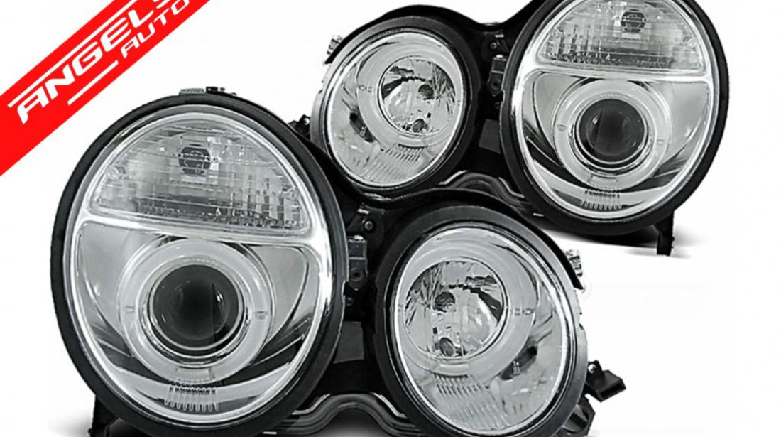 Faruri LED Angel Eyes Mercedes E-Class W210 (06.99-02) Chrome Facelift