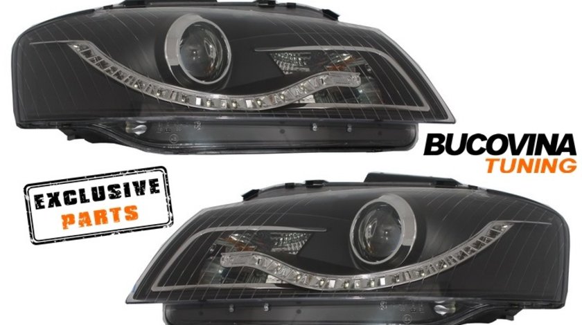 FARURI LED AUDI A3 8P (03-08) FUNDAL NEGRU